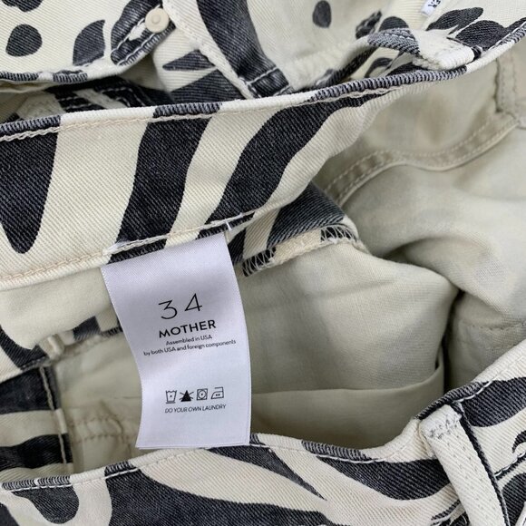 Mother Curbside Heel wide leg high rise button fly jeans Animal Tracks new 34 - Picture 5 of 6